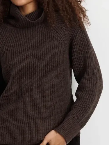 ALEX MILL CHELSEA COTTON-CASHMERE TURTLENECK IN CHOCOLATE