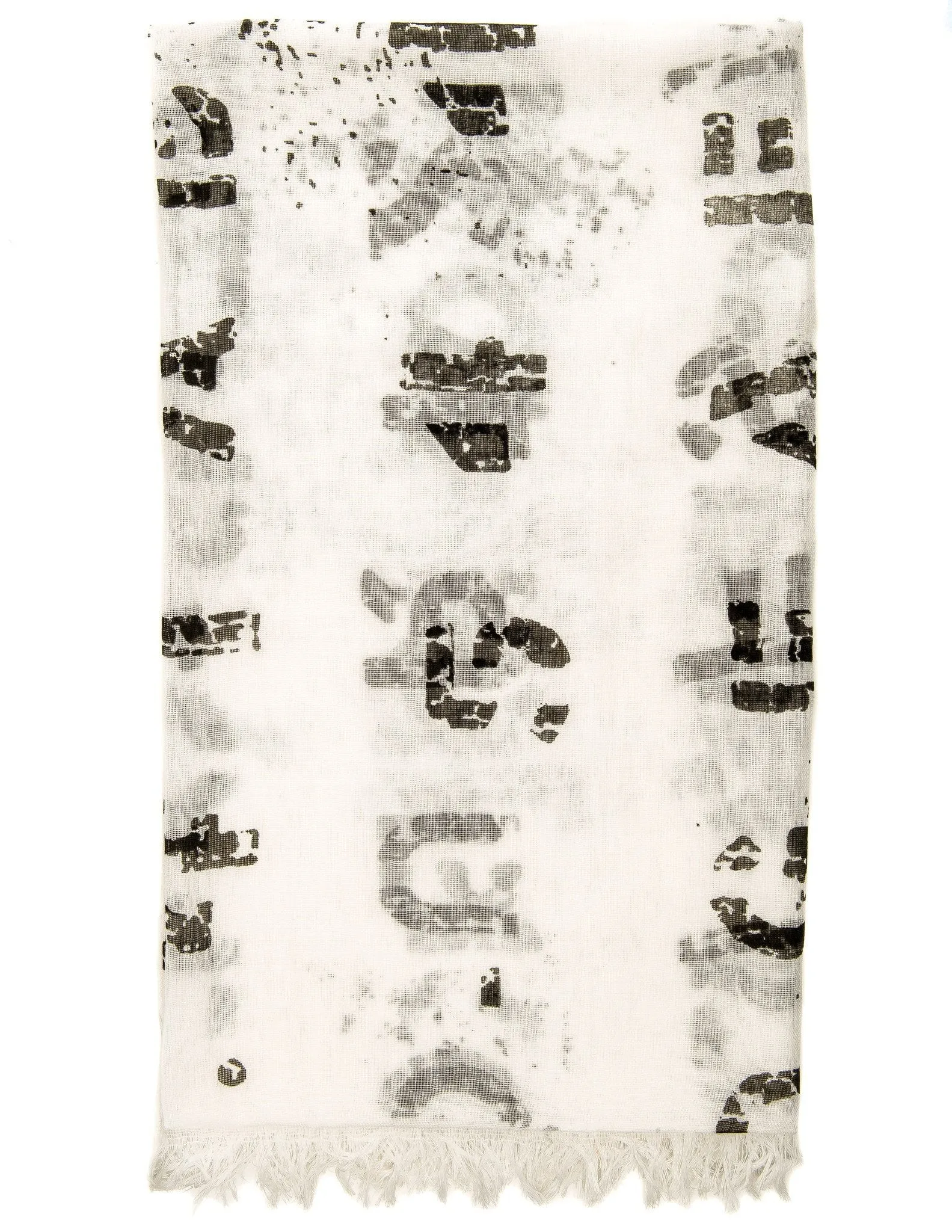 Alphabet Numeric Print Scarf - White