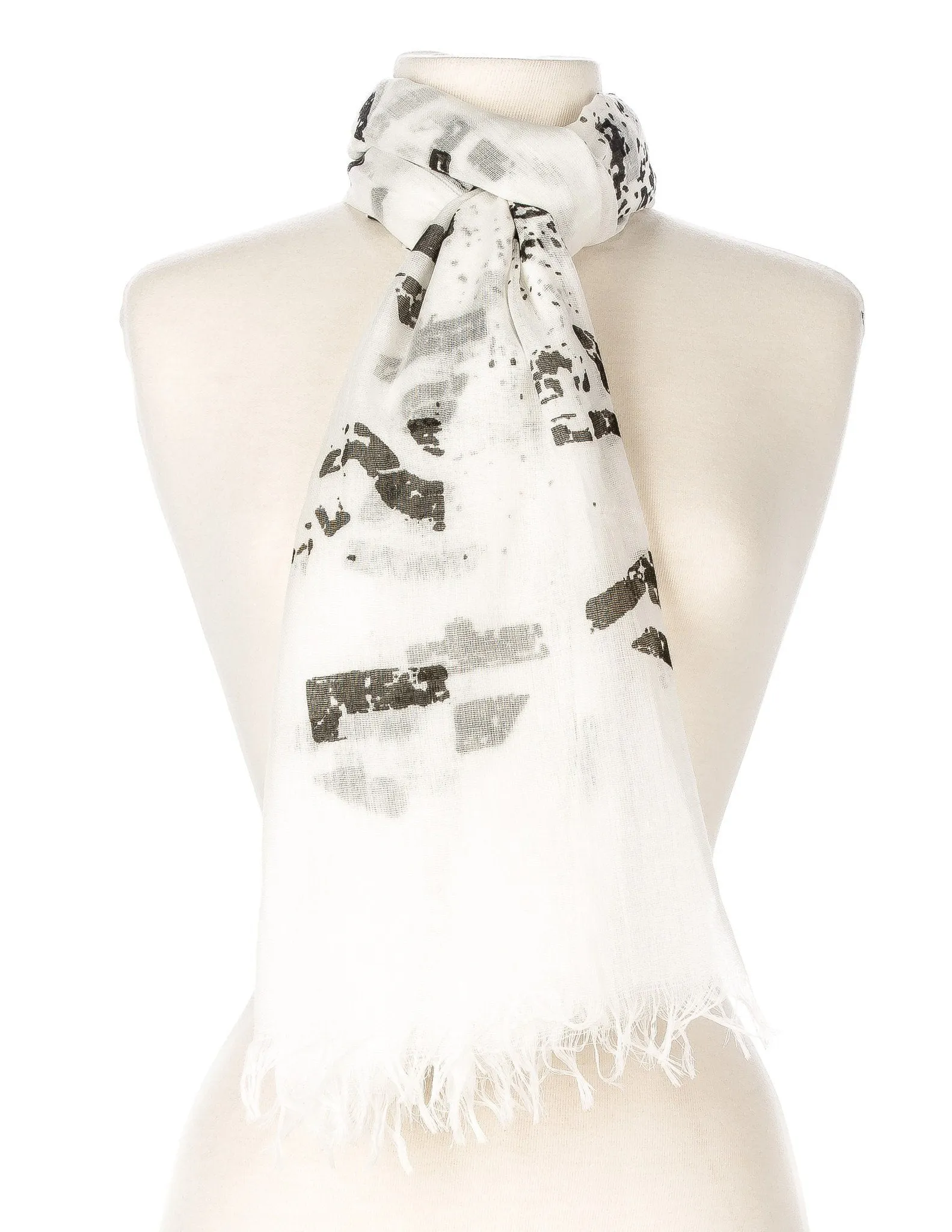 Alphabet Numeric Print Scarf - White