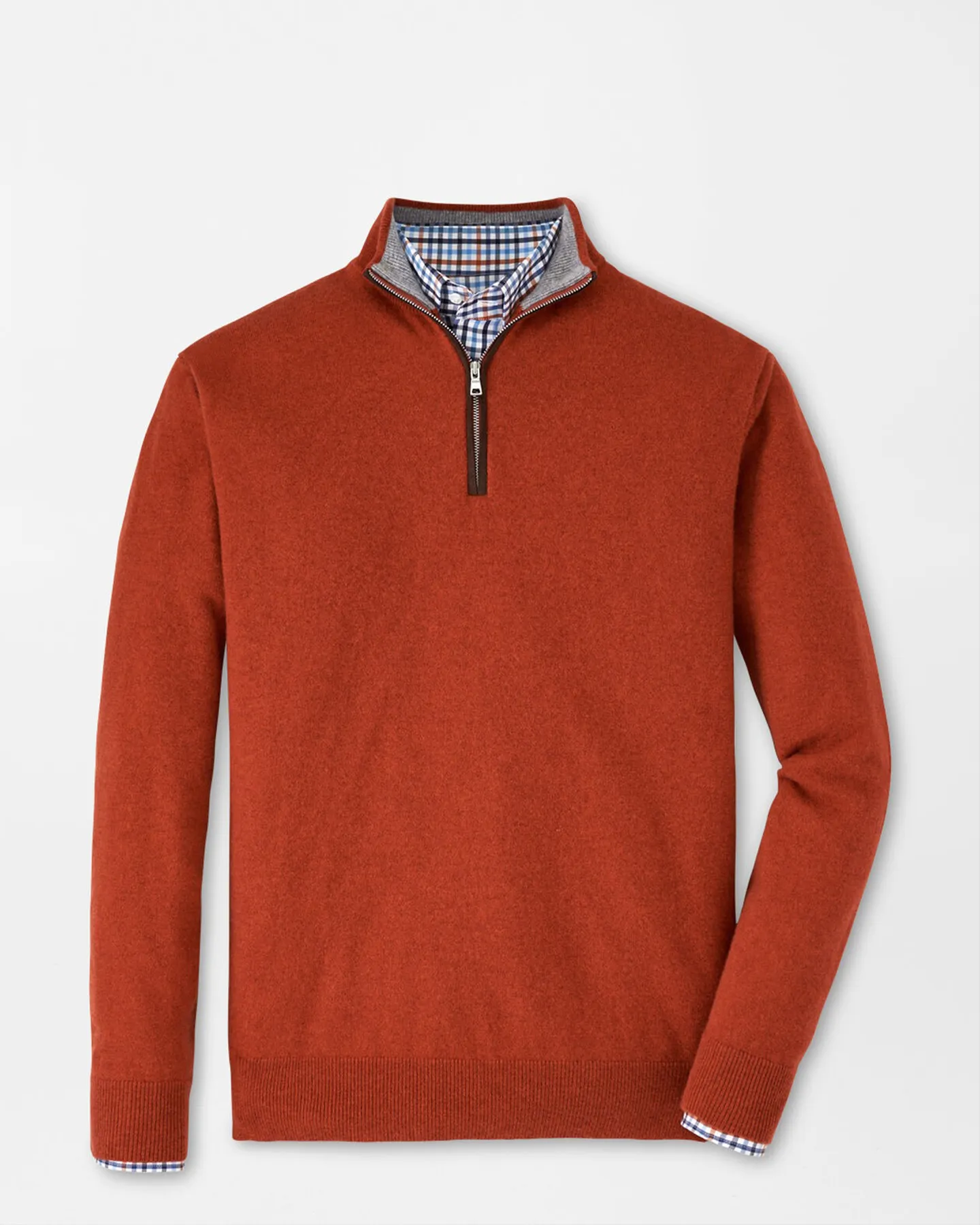 ARTISAN CRAFTED CASHMERE FLEX 1/4 ZIP SWEATER - UMBER