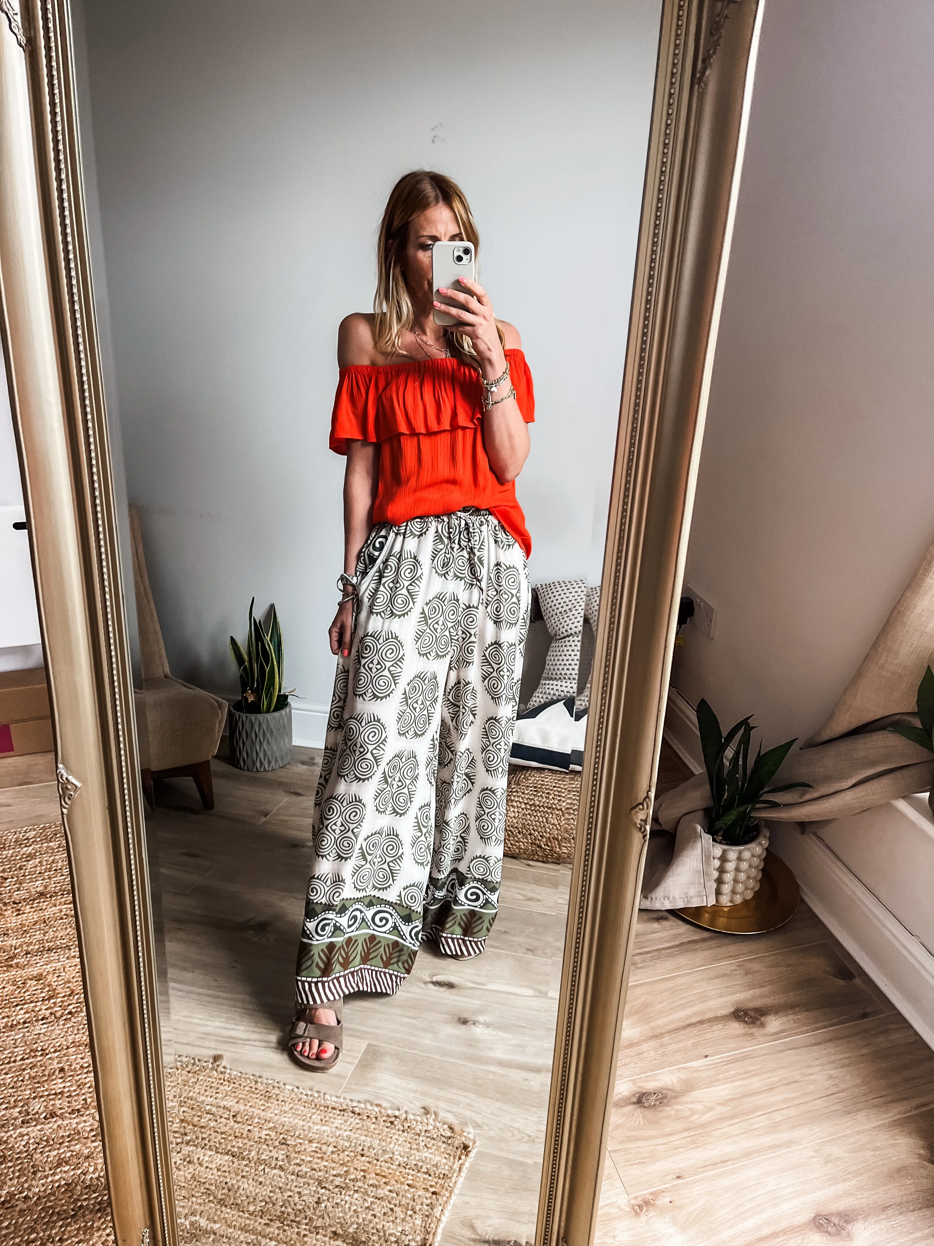 Aztec Print Wide Leg Trousers