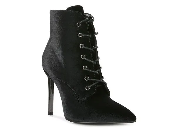 Bjorn Velvet Lace-Up High-Heel Stiletto Boots | Rag Company