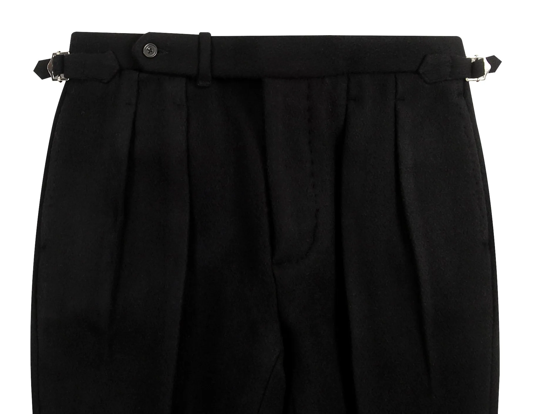 Black wool heavy flannel High Waisted Pant