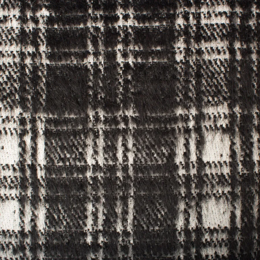 Black/Cream Checkered Wool Blend