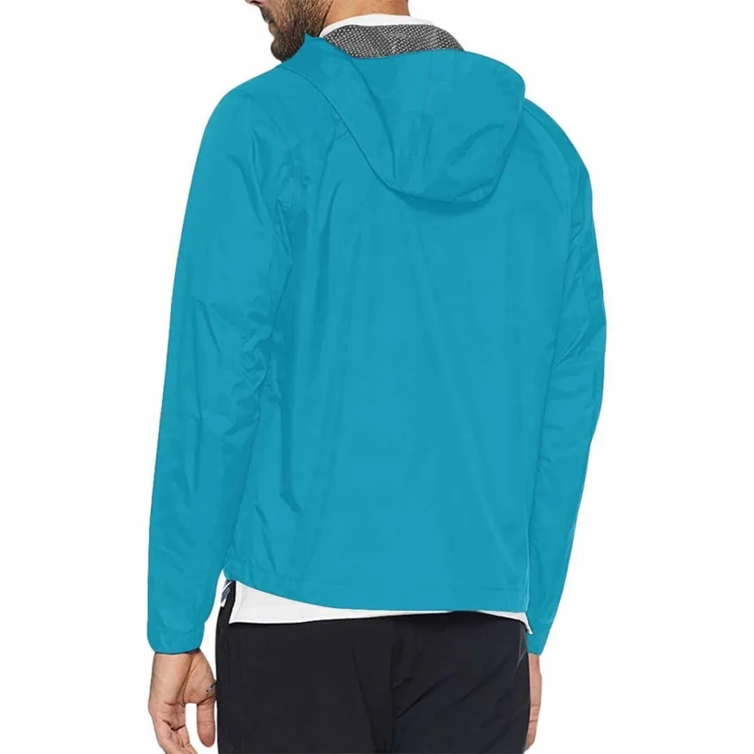 Blue Green Hooded Windbreaker Jacket - Men / Women