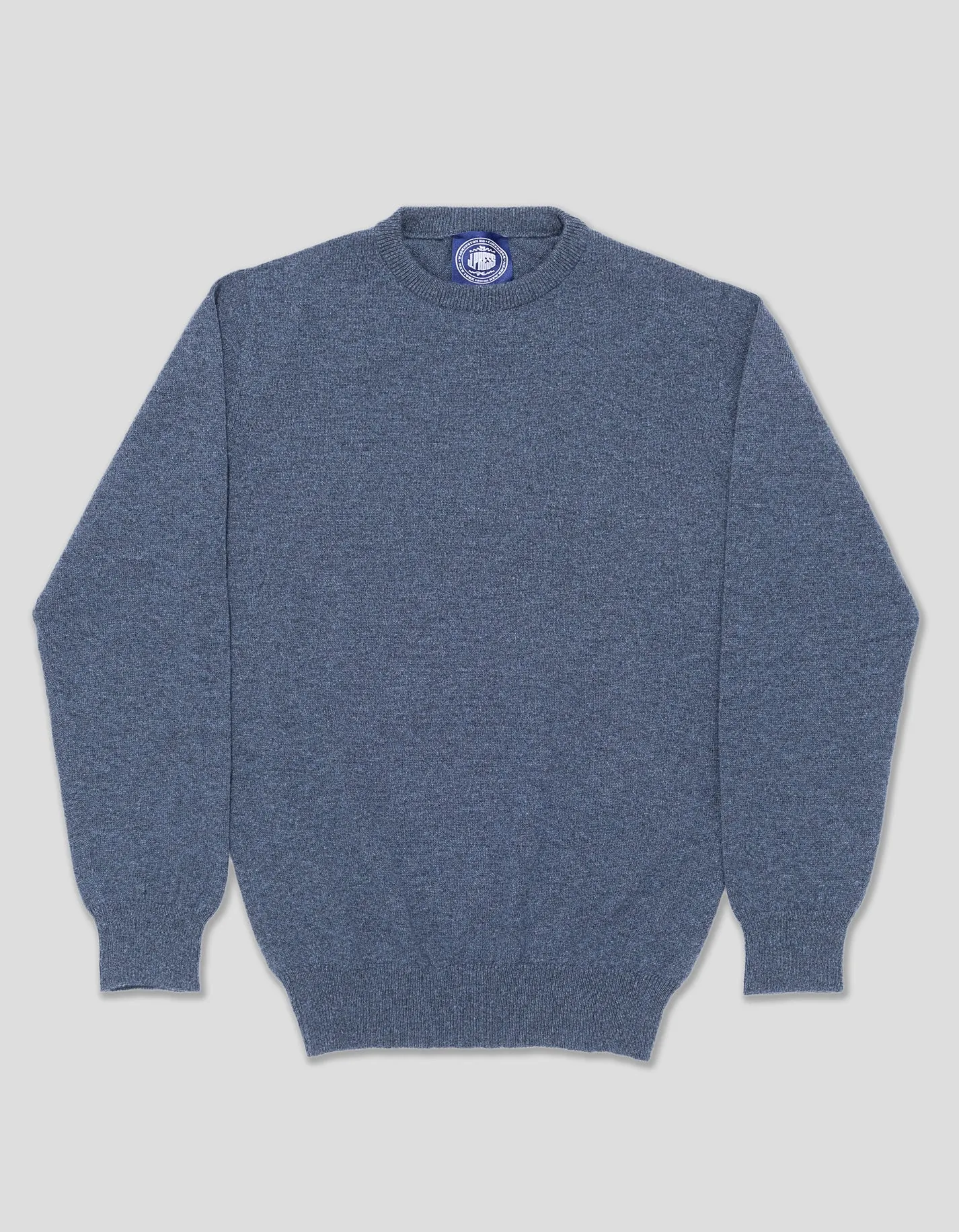 BLUE MARL CASHMERE CREW NECK SWEATER