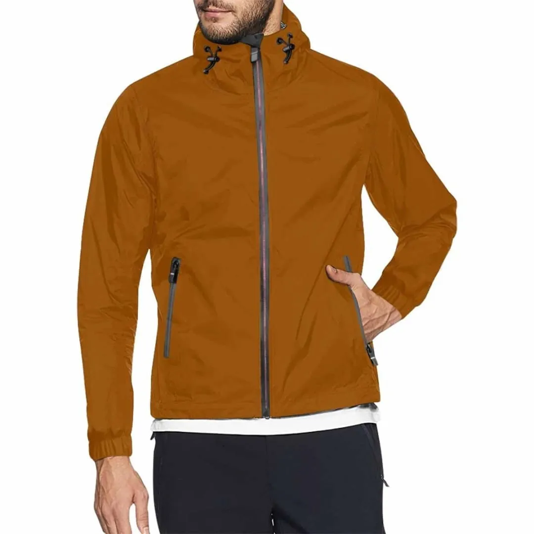 Brown Hooded Windbreaker Jacket - Men / Women