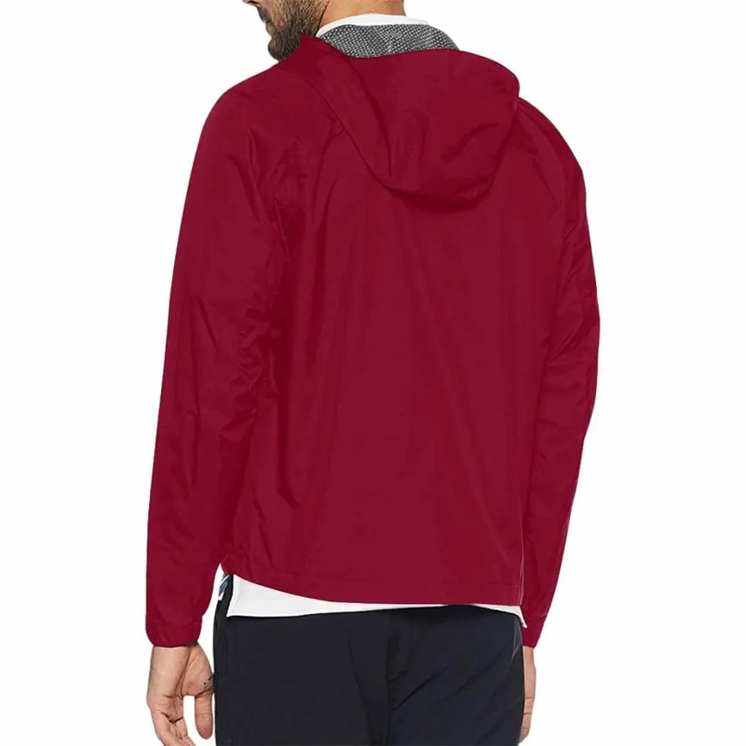 Burgundy Red Hooded Windbreaker Jacket - Men / Women