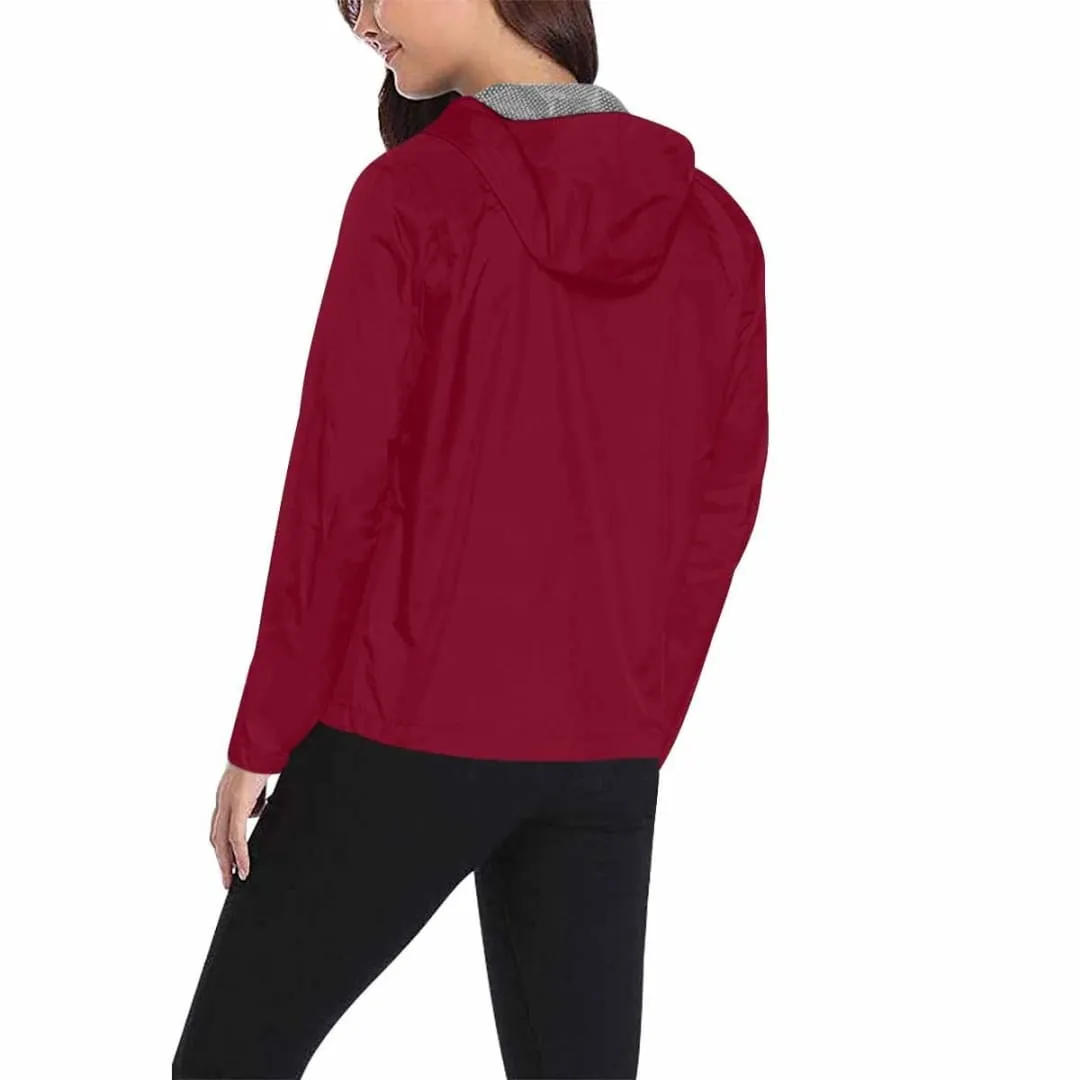 Burgundy Red Hooded Windbreaker Jacket - Men / Women