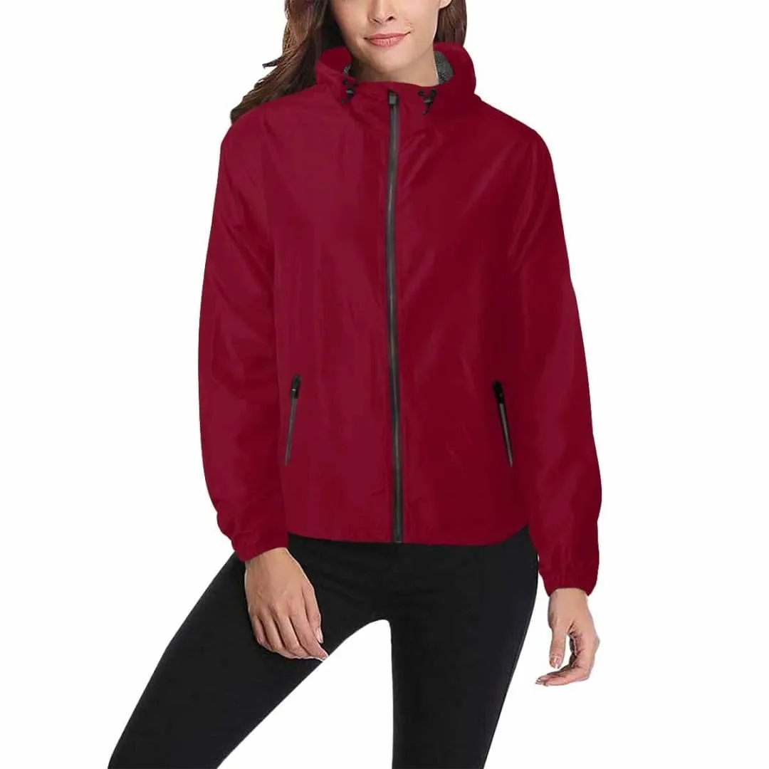 Burgundy Red Hooded Windbreaker Jacket - Men / Women