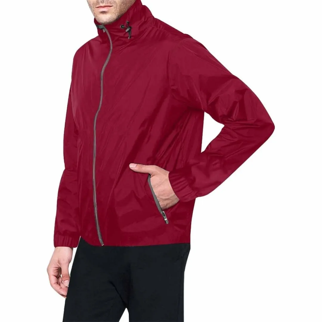 Burgundy Red Hooded Windbreaker Jacket - Men / Women