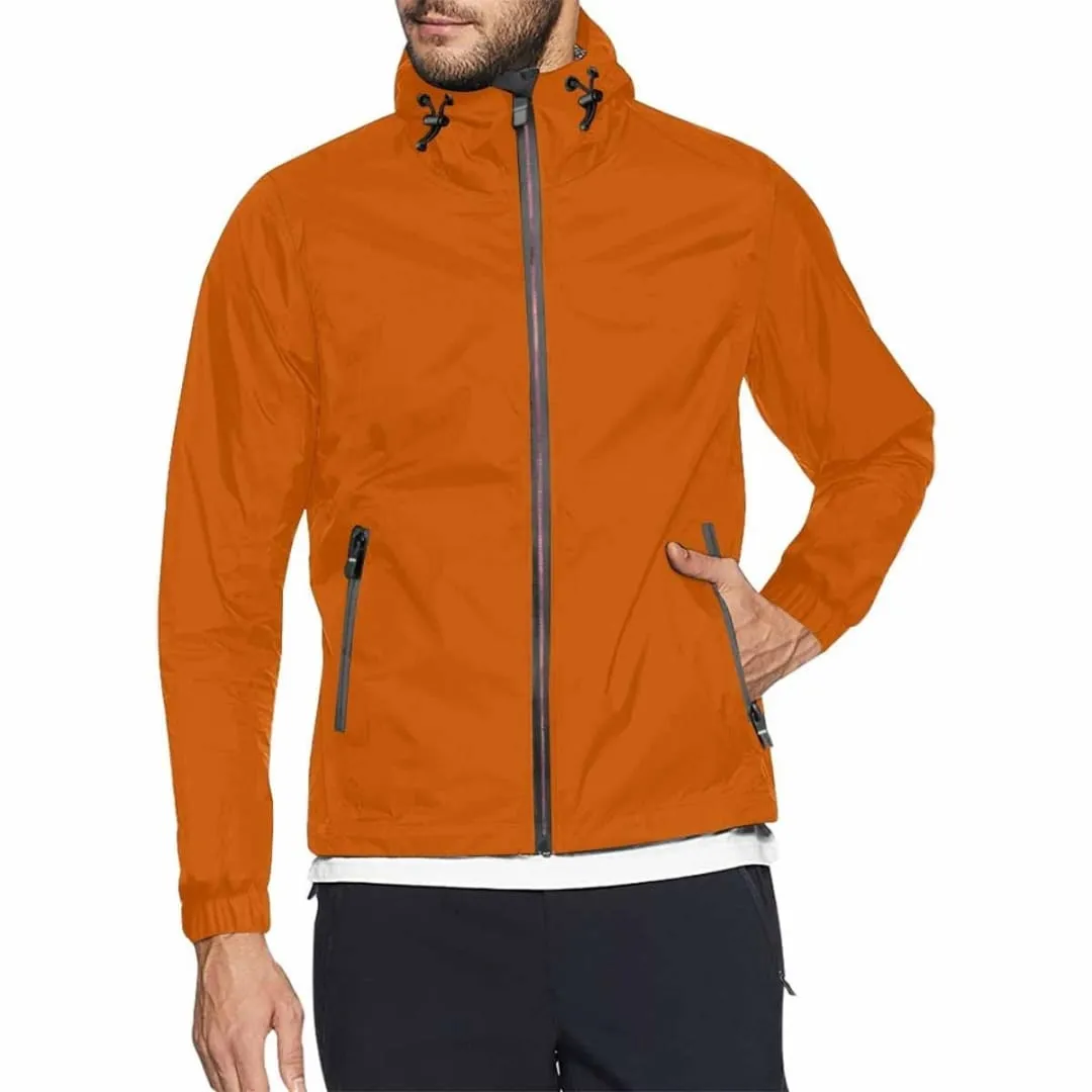 Burnt Orange Hooded Windbreaker Jacket - Men / Women