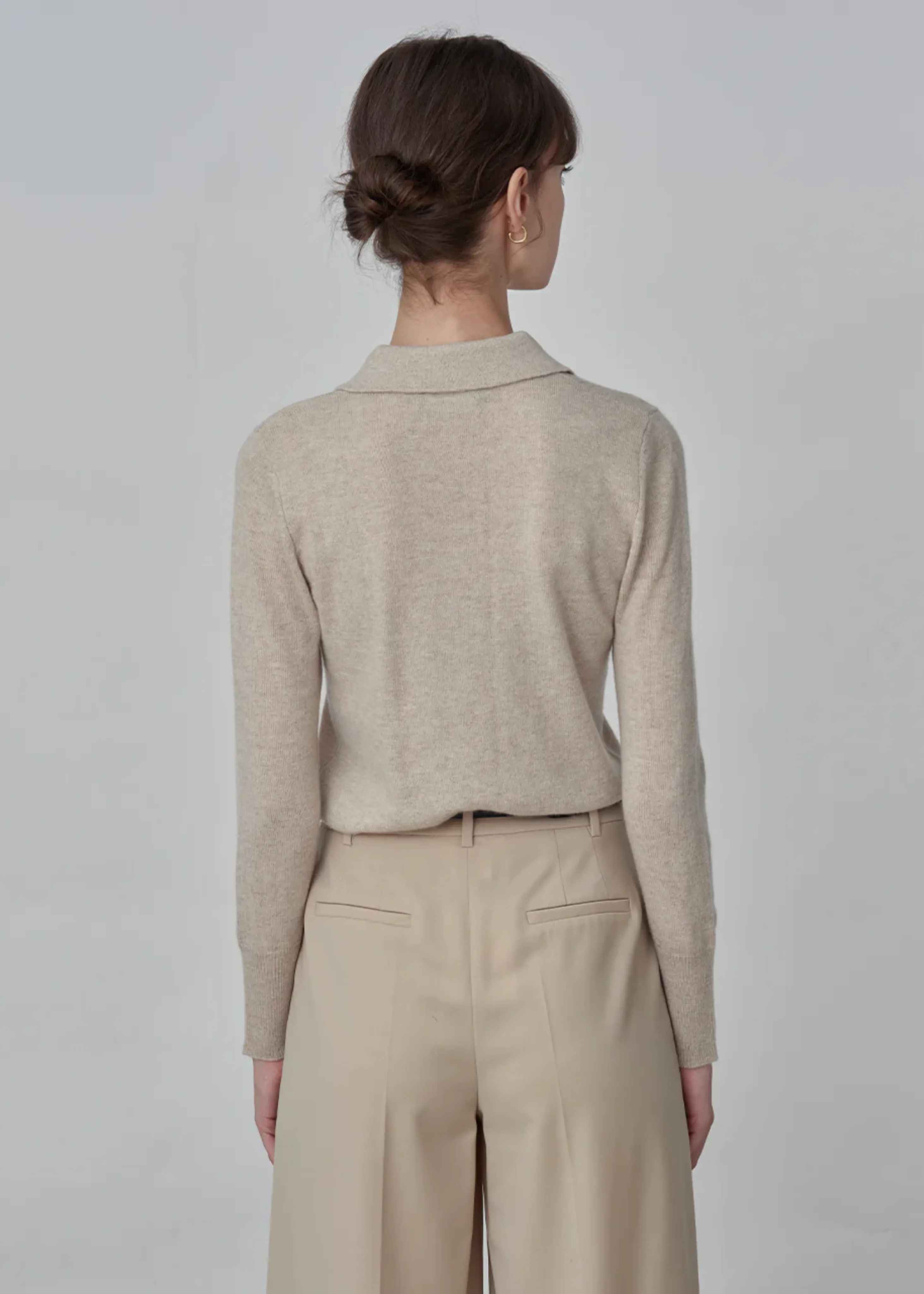 Cashmere classic polo sweater, camel