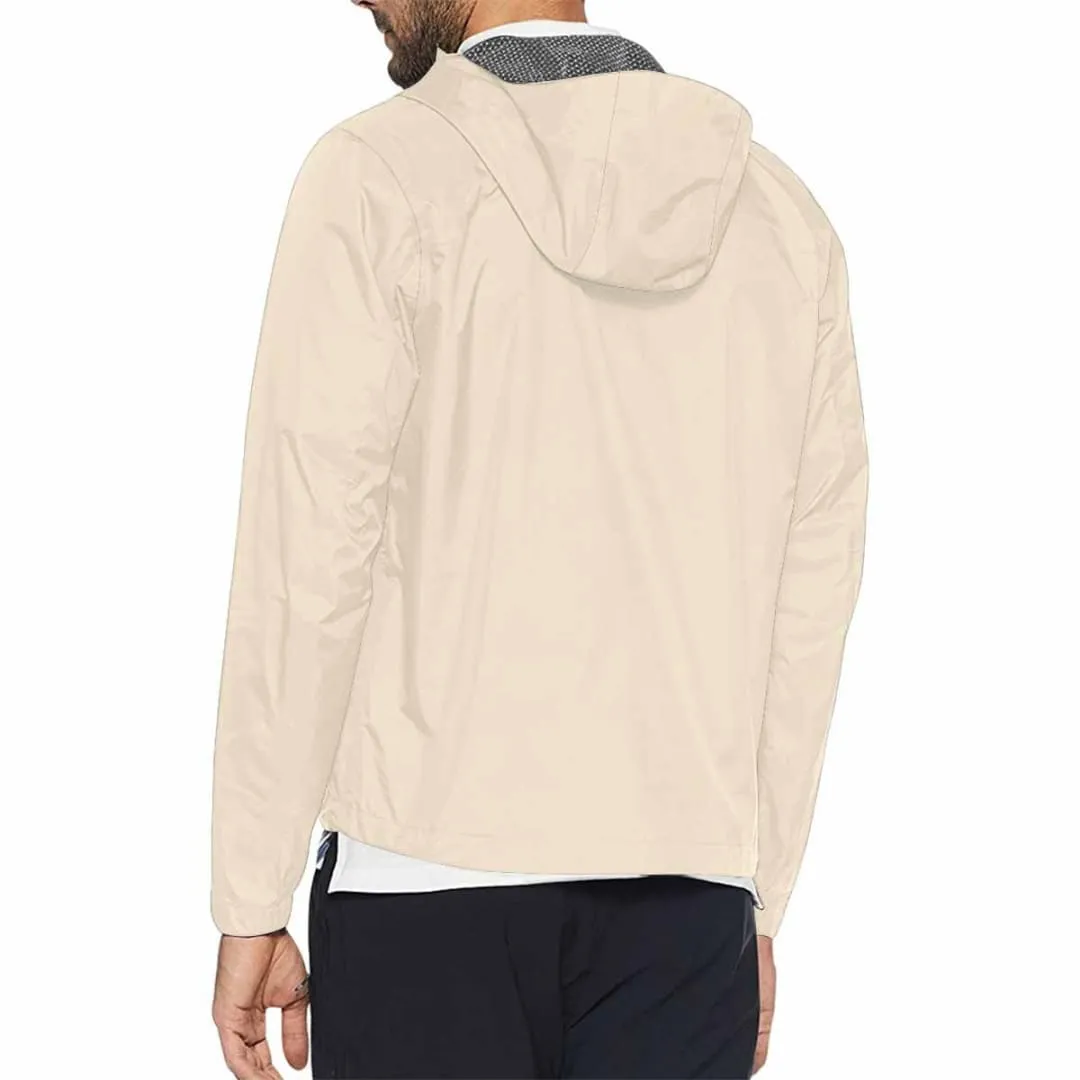 Champagne Beige Hooded Windbreaker Jacket - Men / Women