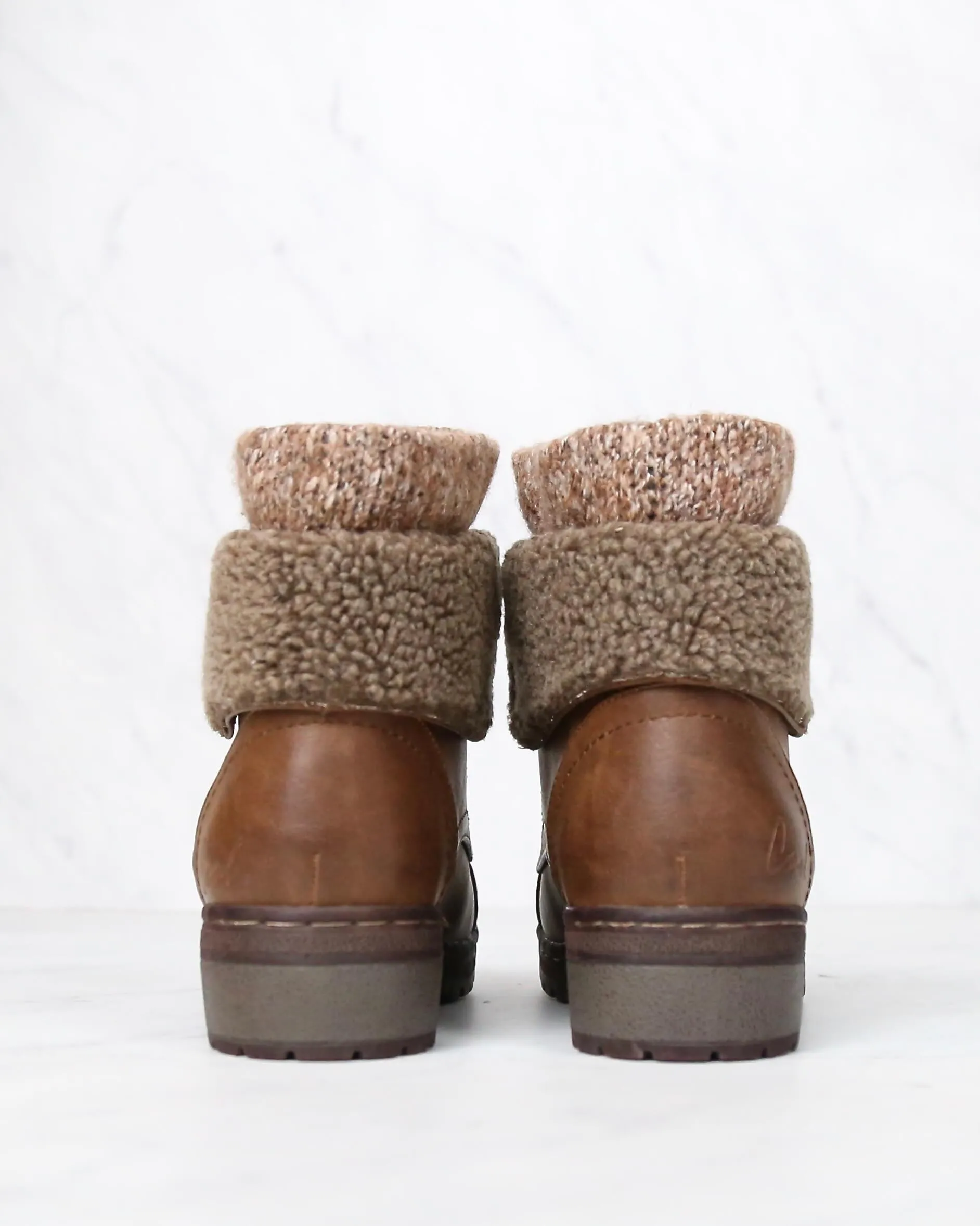 Coolway - Bring/Betta Leather Knit Sweater Cuff Ankle Boots in More Colors