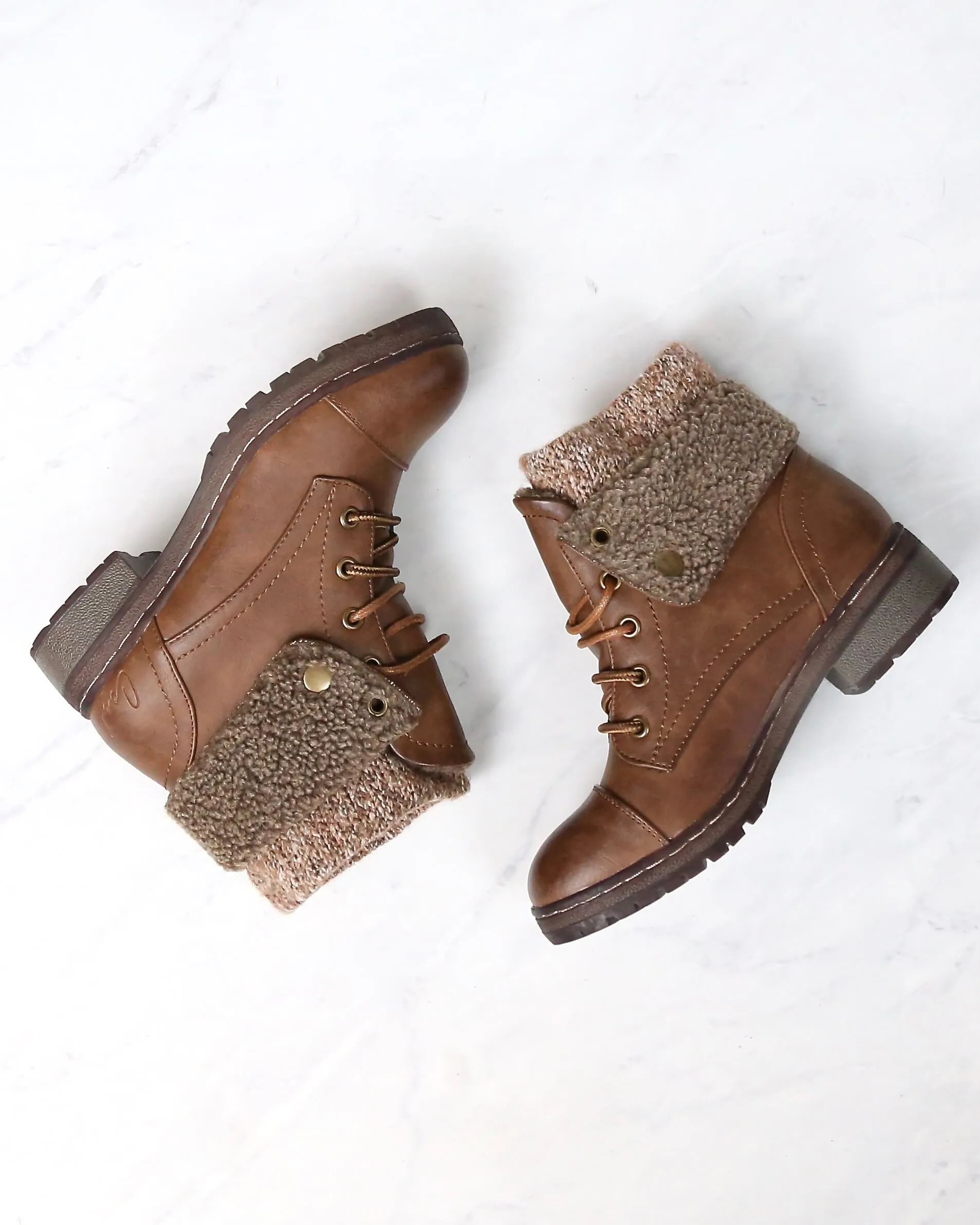 Coolway - Bring/Betta Leather Knit Sweater Cuff Ankle Boots in More Colors