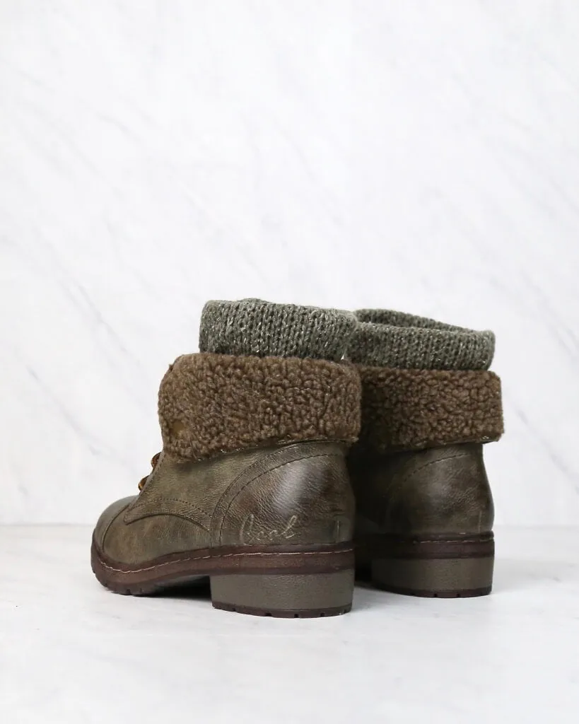 Coolway - Bring/Betta Leather Knit Sweater Cuff Ankle Boots in More Colors