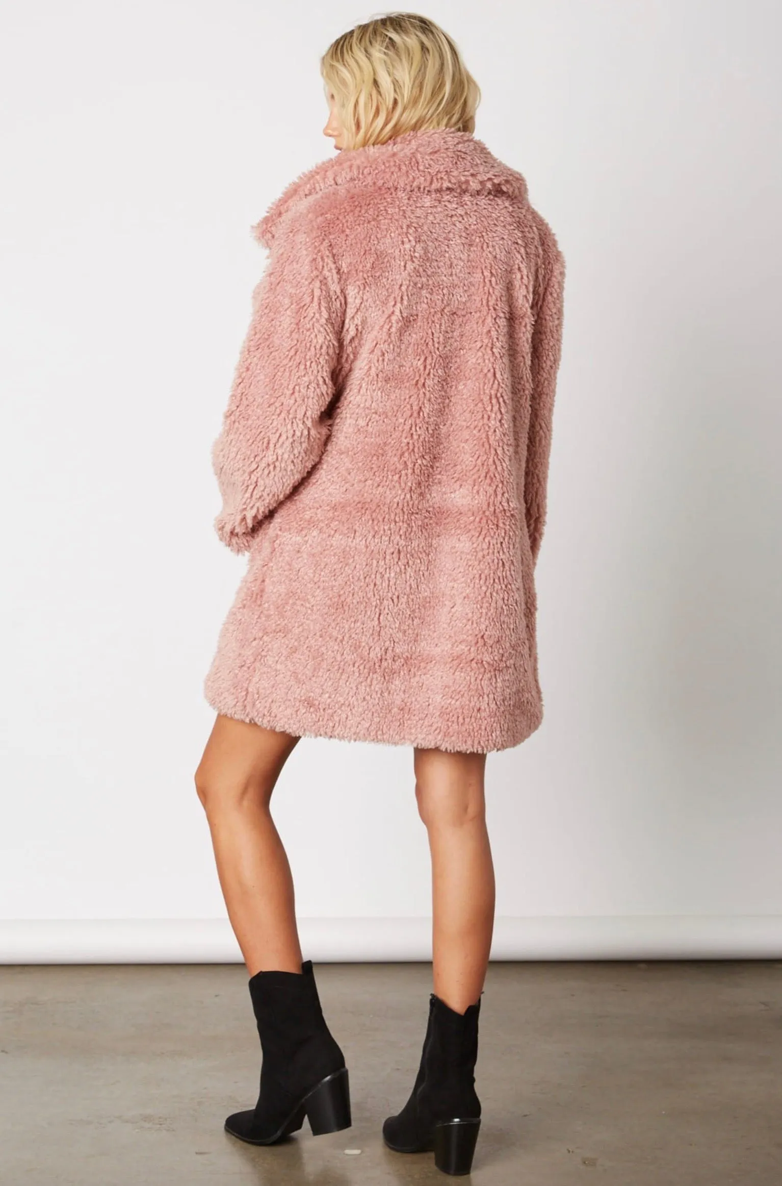 Cotton Candy LA - Open Collar Faux Fur Coat - More Colors