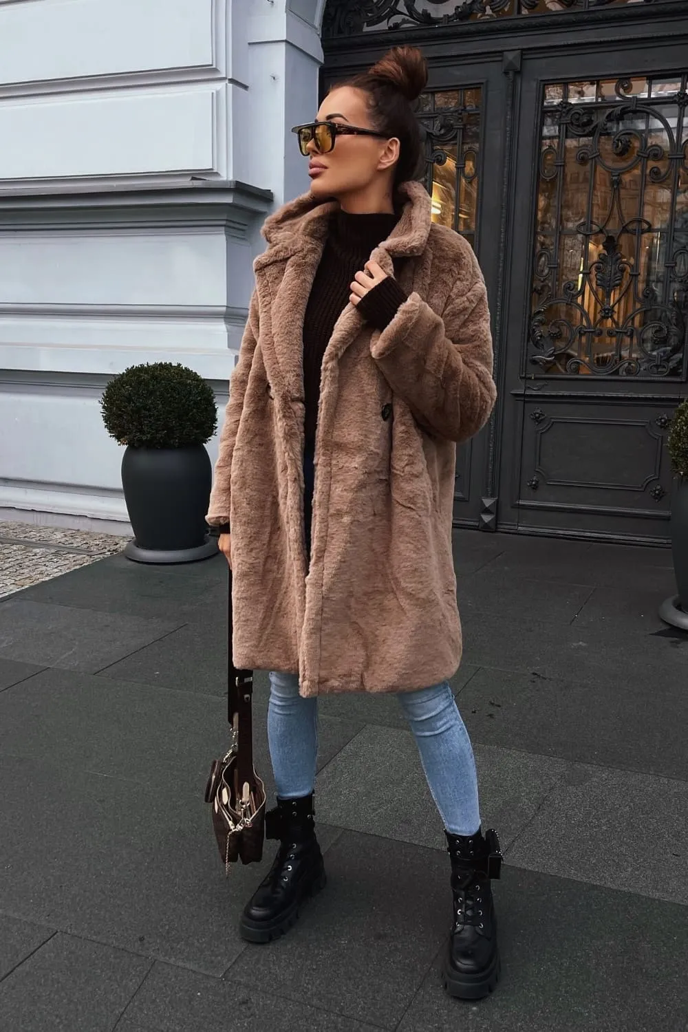 Dark beige fur coat