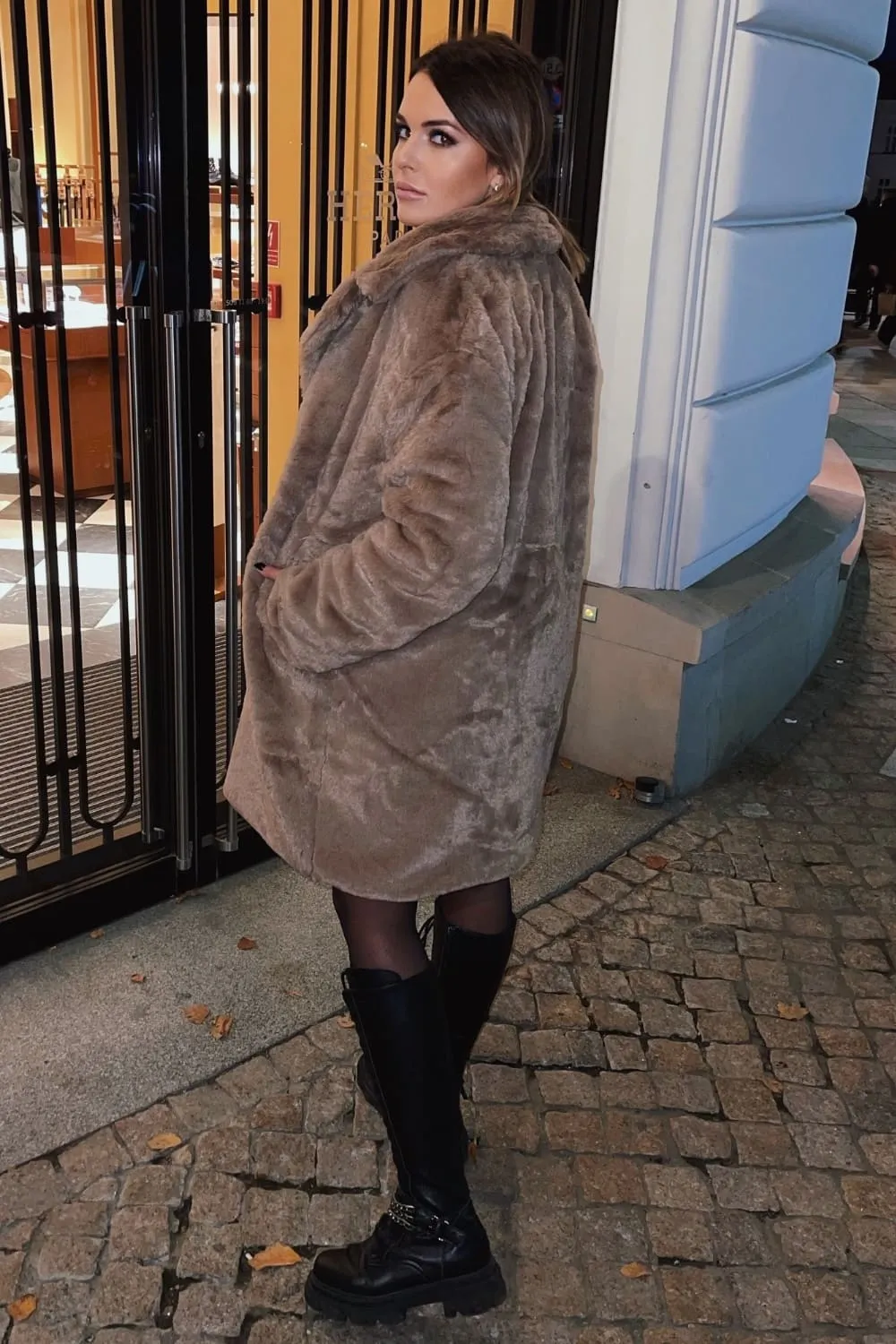 Dark beige fur coat