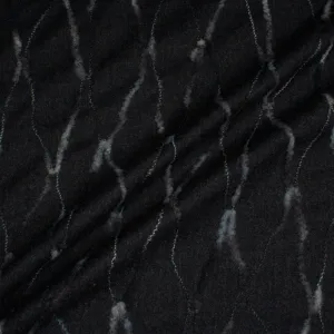 Dark Grey Embroidered Wool Flannel