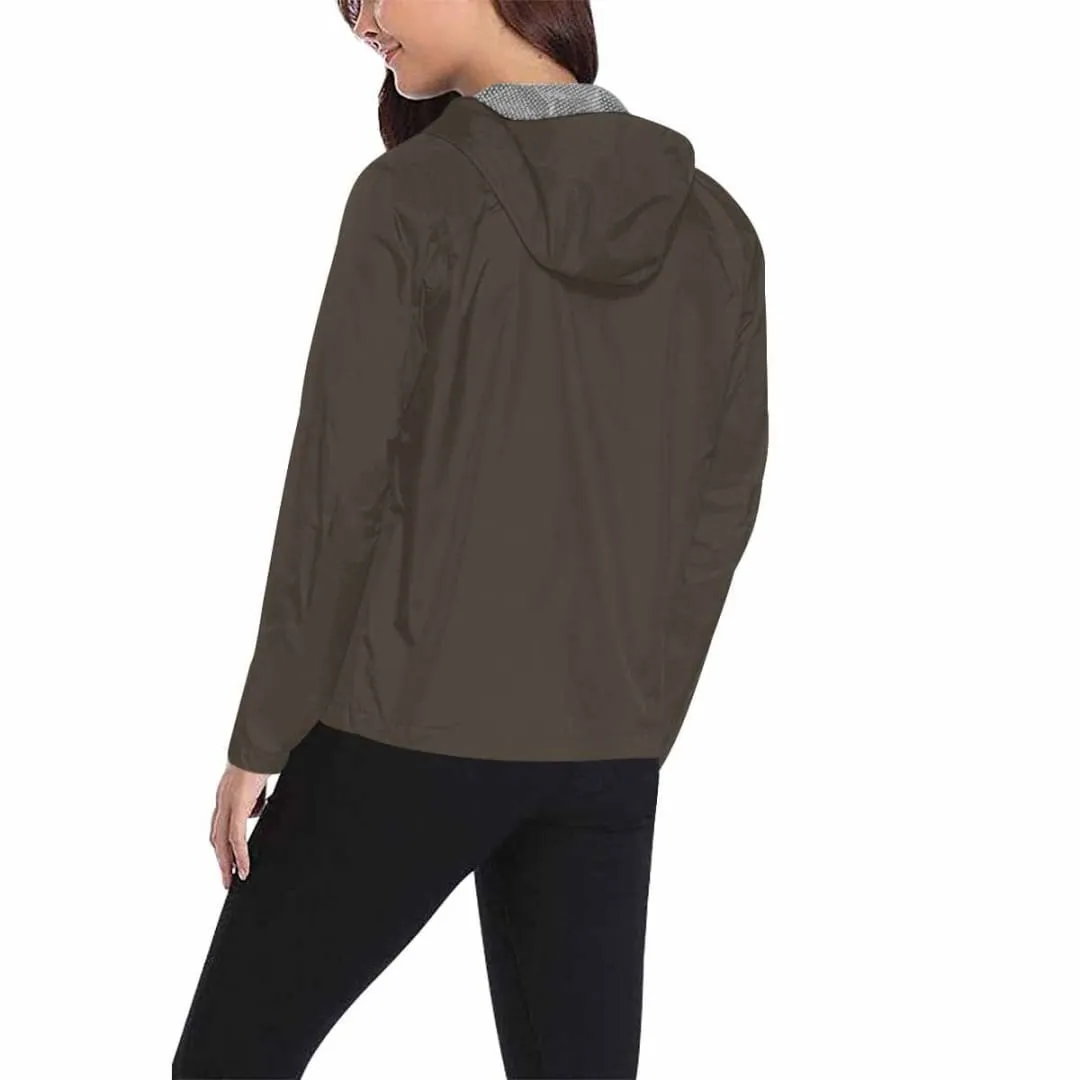 Dark Taupe Brown Hooded Windbreaker Jacket - Men / Women