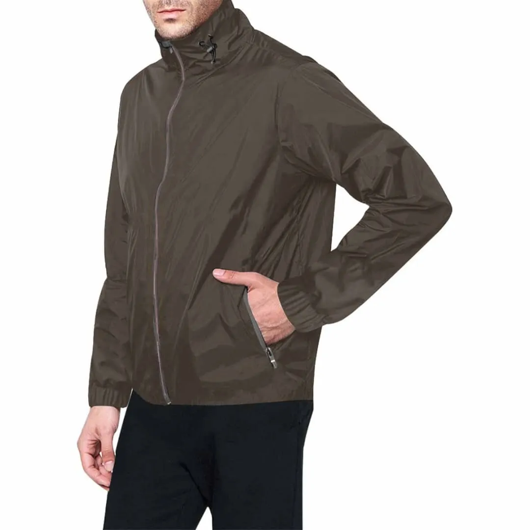 Dark Taupe Brown Hooded Windbreaker Jacket - Men / Women