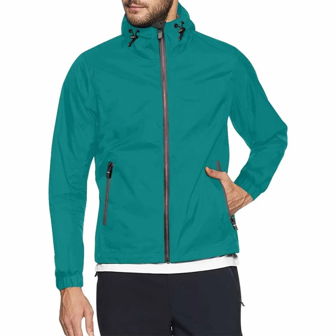 Dark Teal Green Hooded Windbreaker Jacket - Men / Women