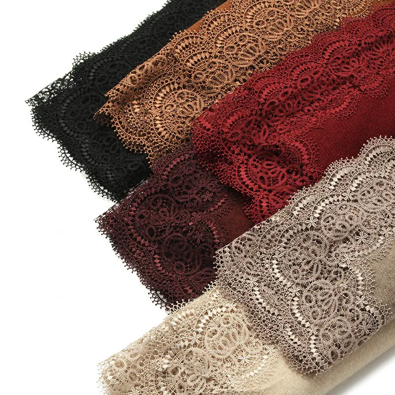 Elegant Lace Trim Soft Cashmere Shawl Wrap