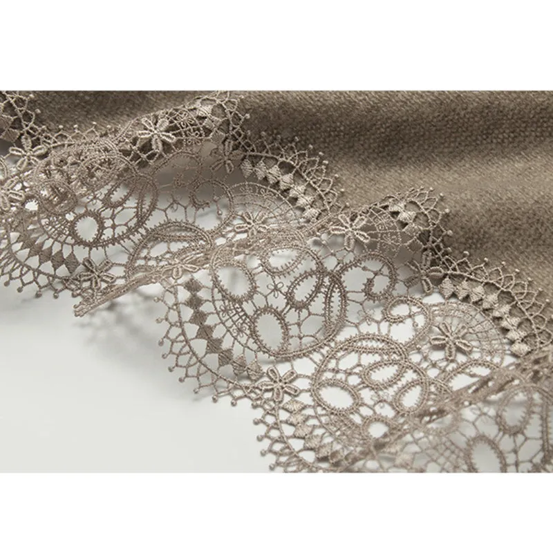 Elegant Lace Trim Soft Cashmere Shawl Wrap