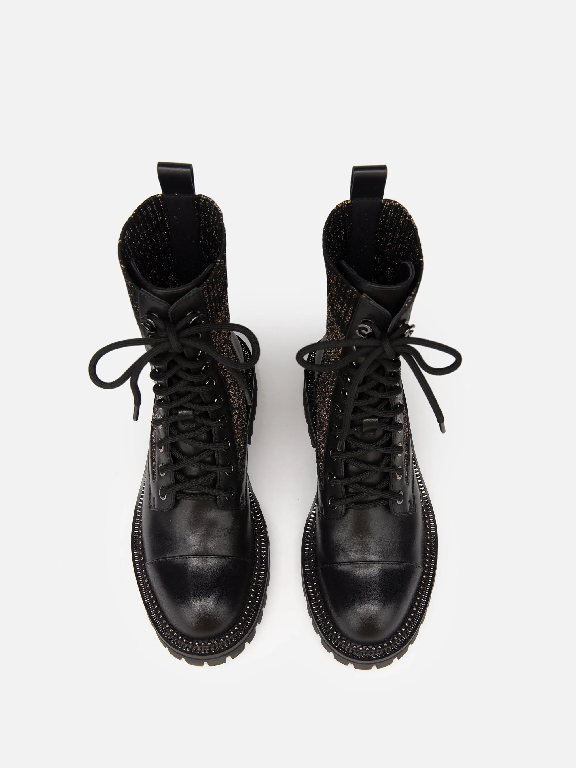 EP YAYING Knit Lace Up Ankle Boots