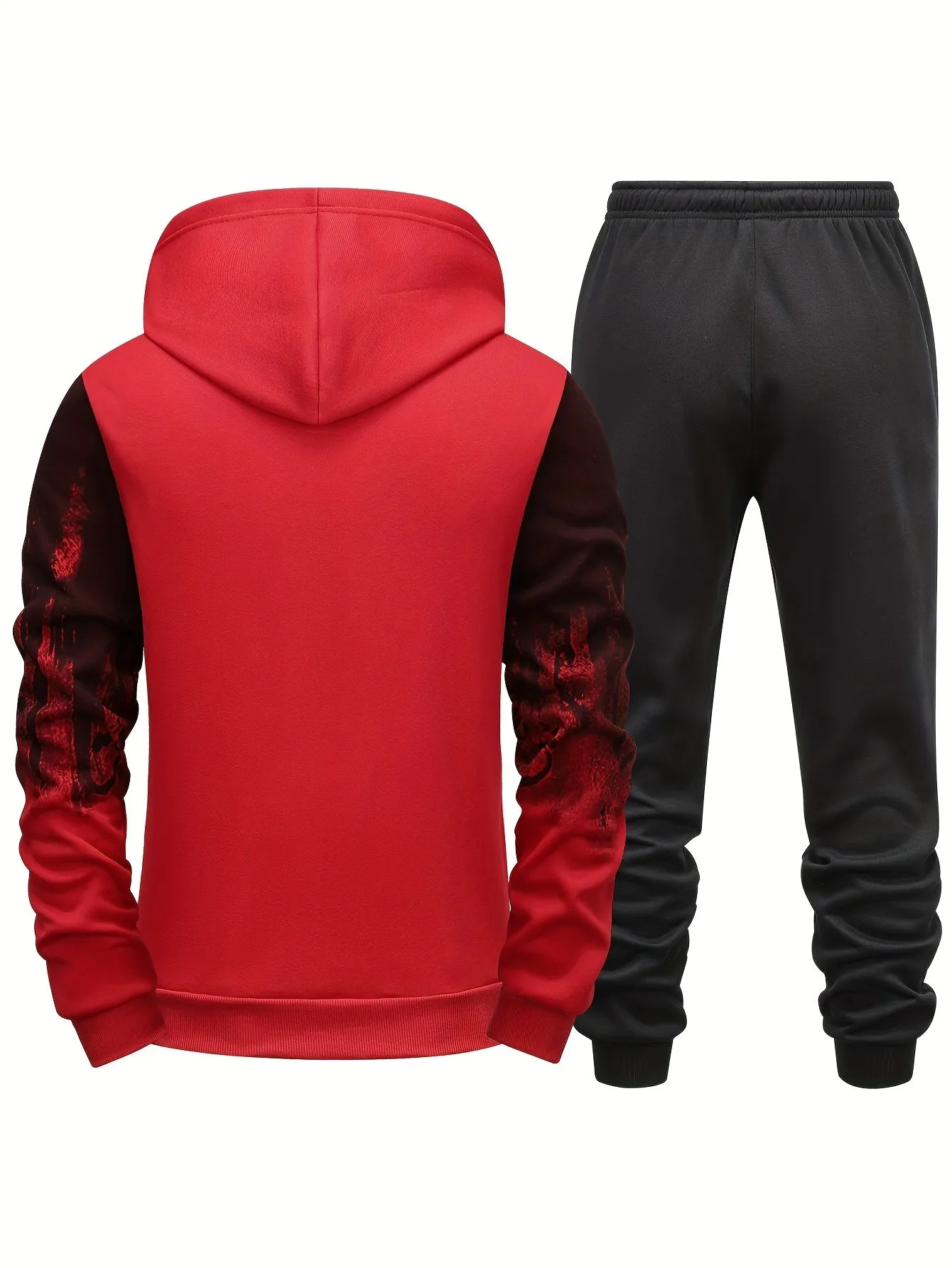 Ilooove Style Print Men's 2 Pieces Outfits, Men's Pocket Hoodie And Drawstring Sports Trousers, Men's Casual Wear For Spring And Autumn