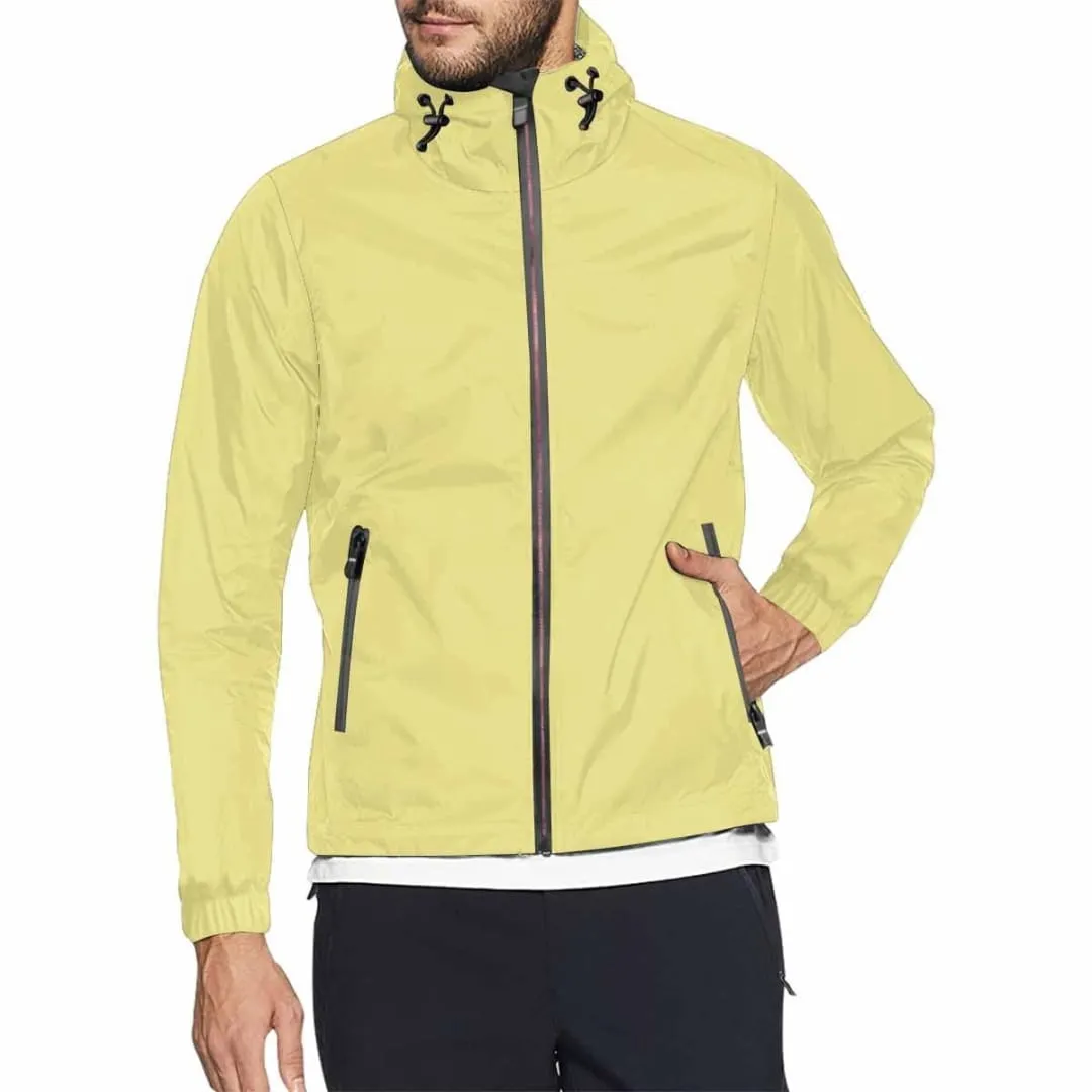 Khaki Yellow Hooded Windbreaker Jacket - Men / Women