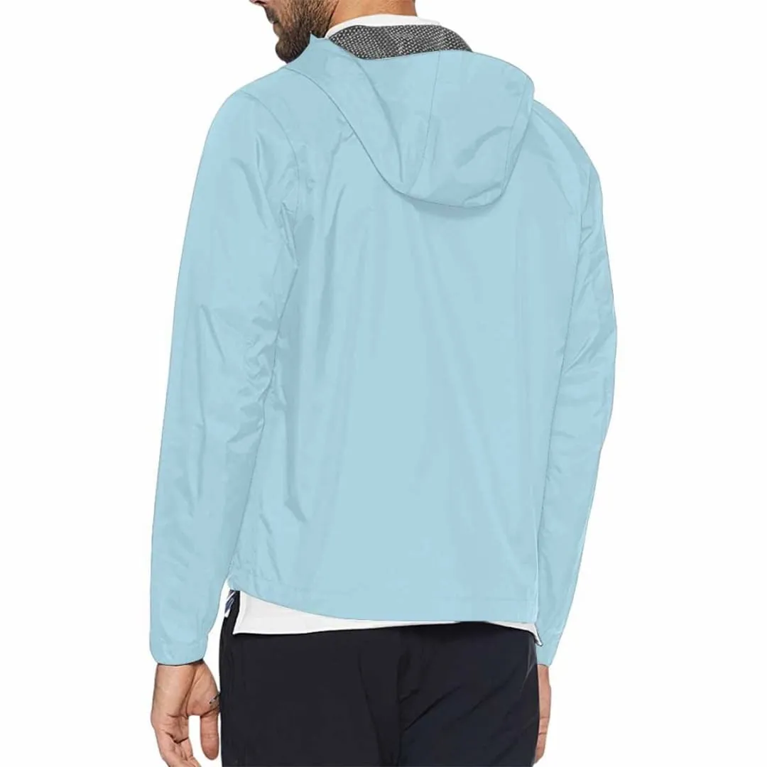 Light Blue Hooded Windbreaker Jacket - Men / Women