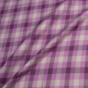 Magenta & Stone Checkered Wool, Silk & Linen Suiting