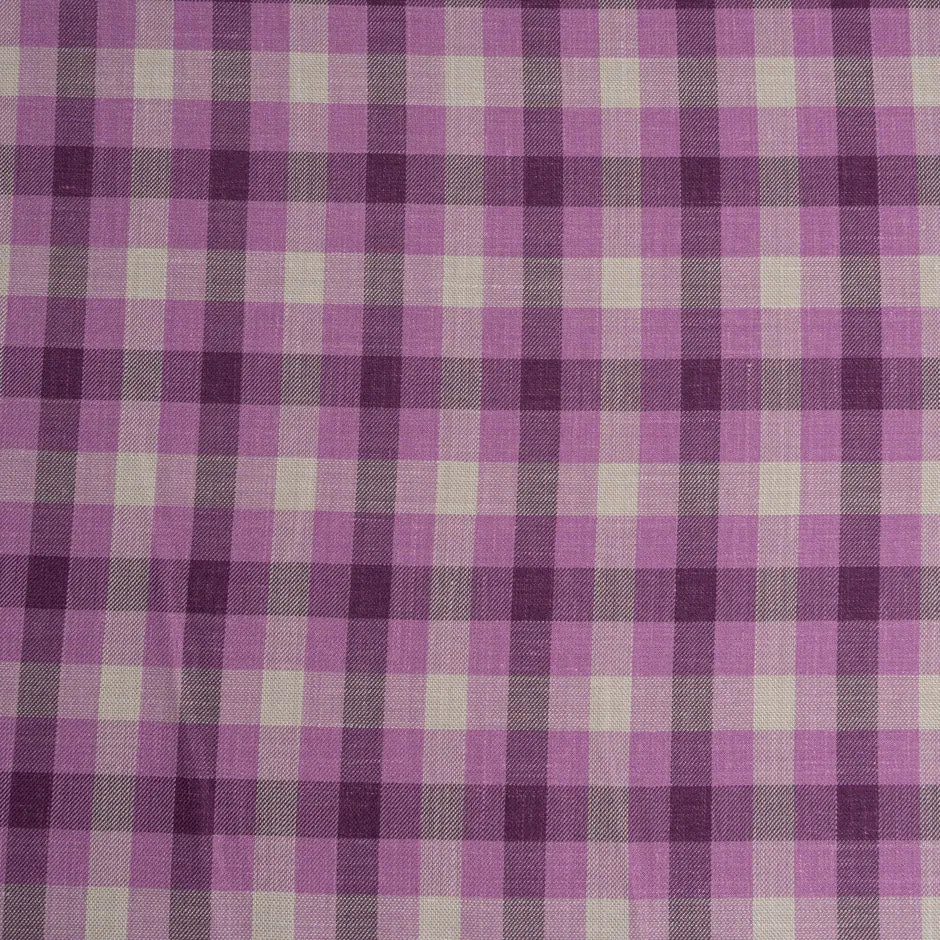 Magenta & Stone Checkered Wool, Silk & Linen Suiting