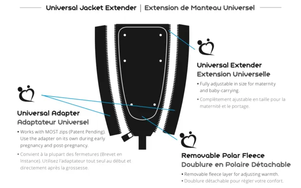 Make My Belly Fit Maternity & Babywearing Universal Zip Adapter   Jacket Extender   Warmth Layer