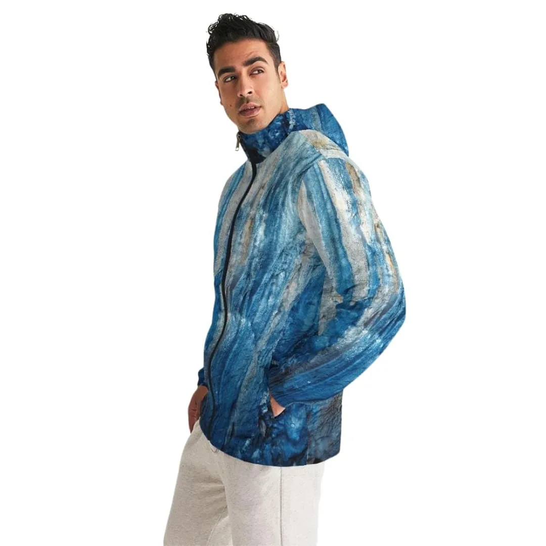 Mens Hooded Windbreaker - Blue Casual/sports Water Resistant Jacket - Jl5m0x