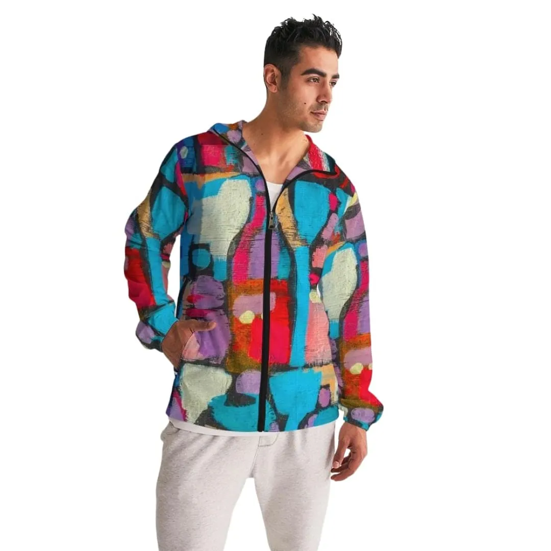 Mens Hooded Windbreaker - Multicolor Casual/sports Water Resistant Jacket - J7n50x