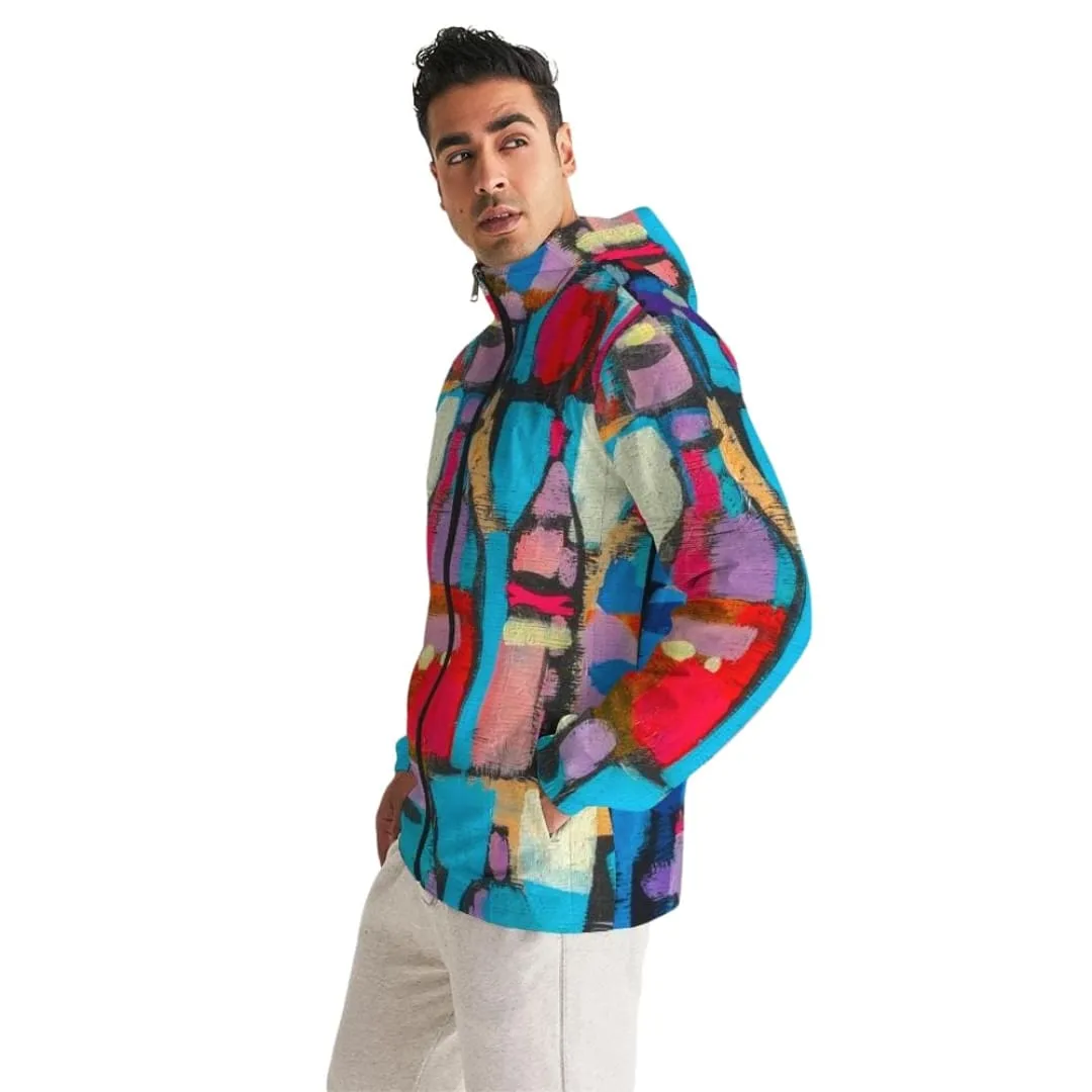 Mens Hooded Windbreaker - Multicolor Casual/sports Water Resistant Jacket - J7n50x