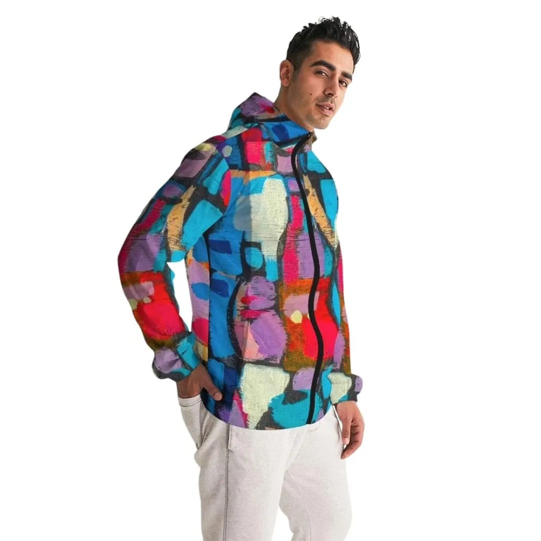 Mens Hooded Windbreaker - Multicolor Casual/sports Water Resistant Jacket - J7n50x