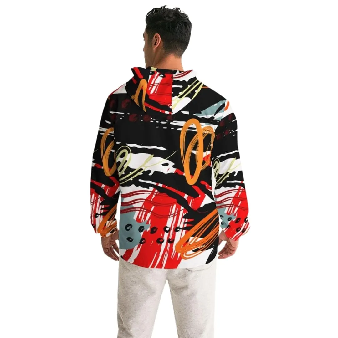 Mens Hooded Windbreaker - Multicolor Water Resistant Jacket - Ll4s0x