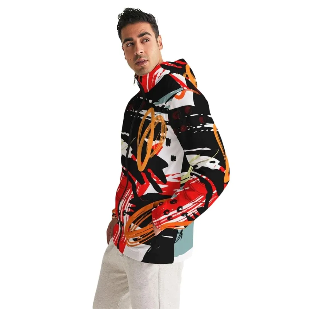 Mens Hooded Windbreaker - Multicolor Water Resistant Jacket - Ll4s0x