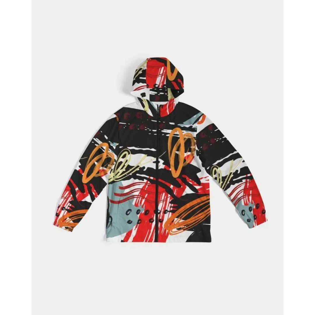 Mens Hooded Windbreaker - Multicolor Water Resistant Jacket - Ll4s0x