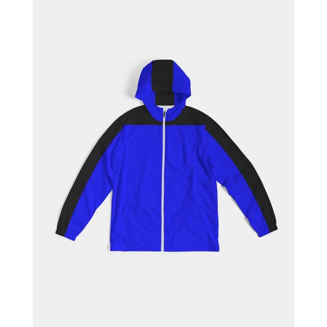 Mens Hooded Windbreaker - Royal Blue Water Resistant Jacket