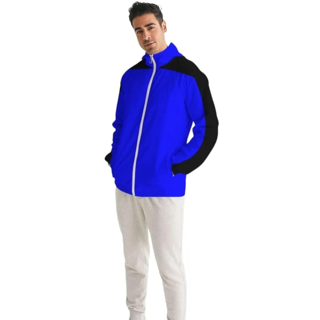 Mens Hooded Windbreaker - Royal Blue Water Resistant Jacket