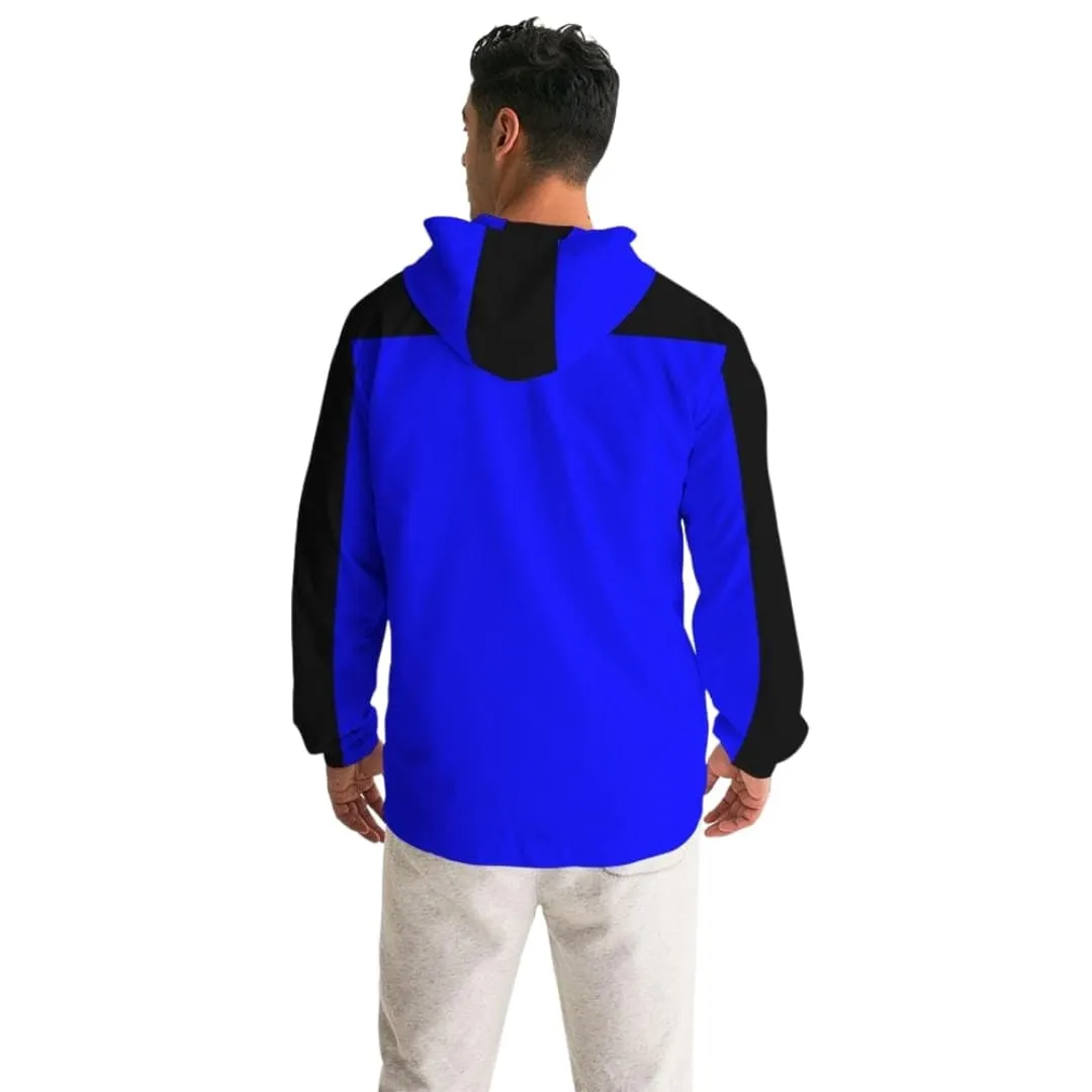 Mens Hooded Windbreaker - Royal Blue Water Resistant Jacket