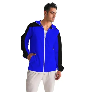 Mens Hooded Windbreaker - Royal Blue Water Resistant Jacket