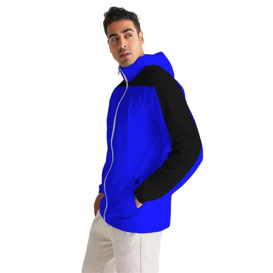 Mens Hooded Windbreaker - Royal Blue Water Resistant Jacket