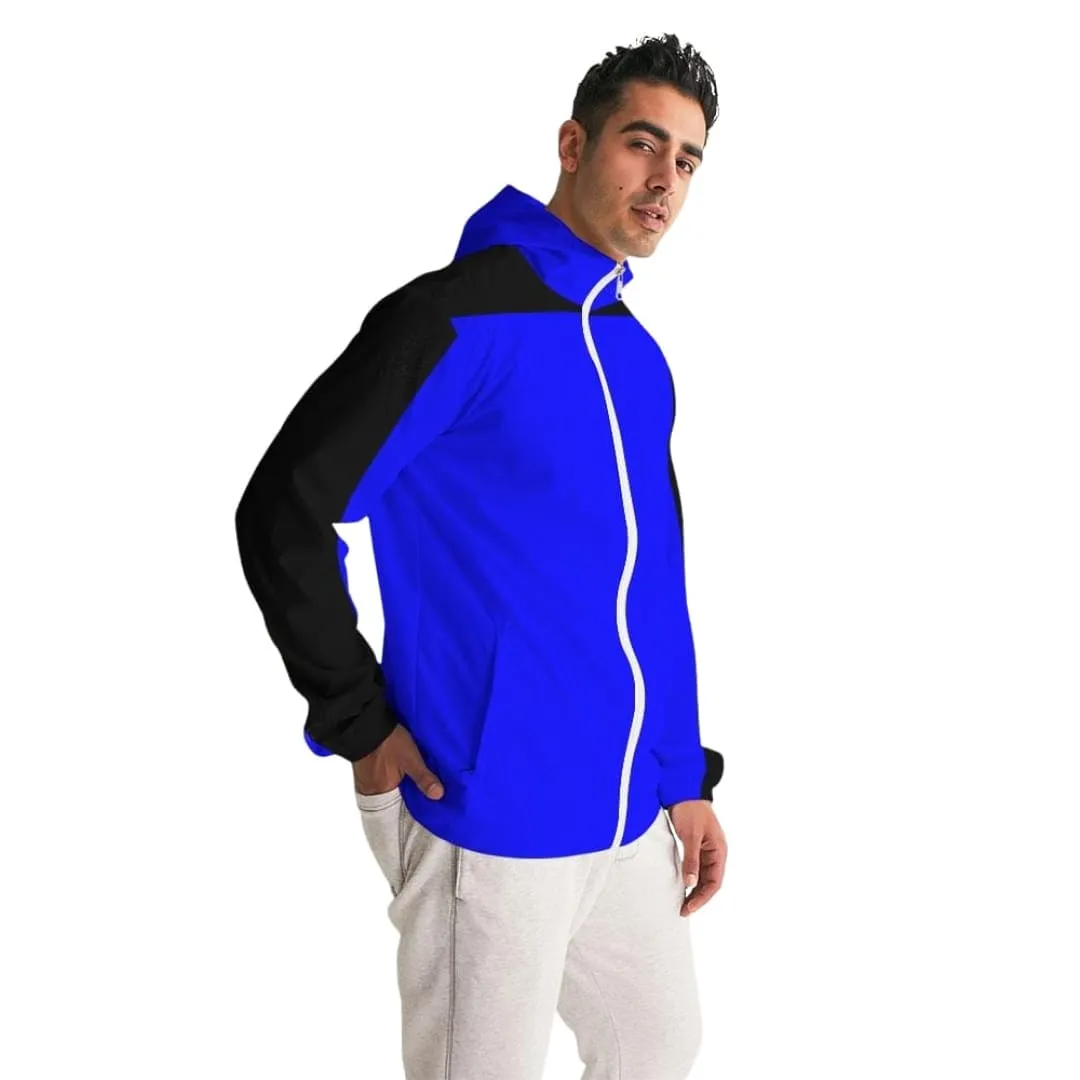 Mens Hooded Windbreaker - Royal Blue Water Resistant Jacket